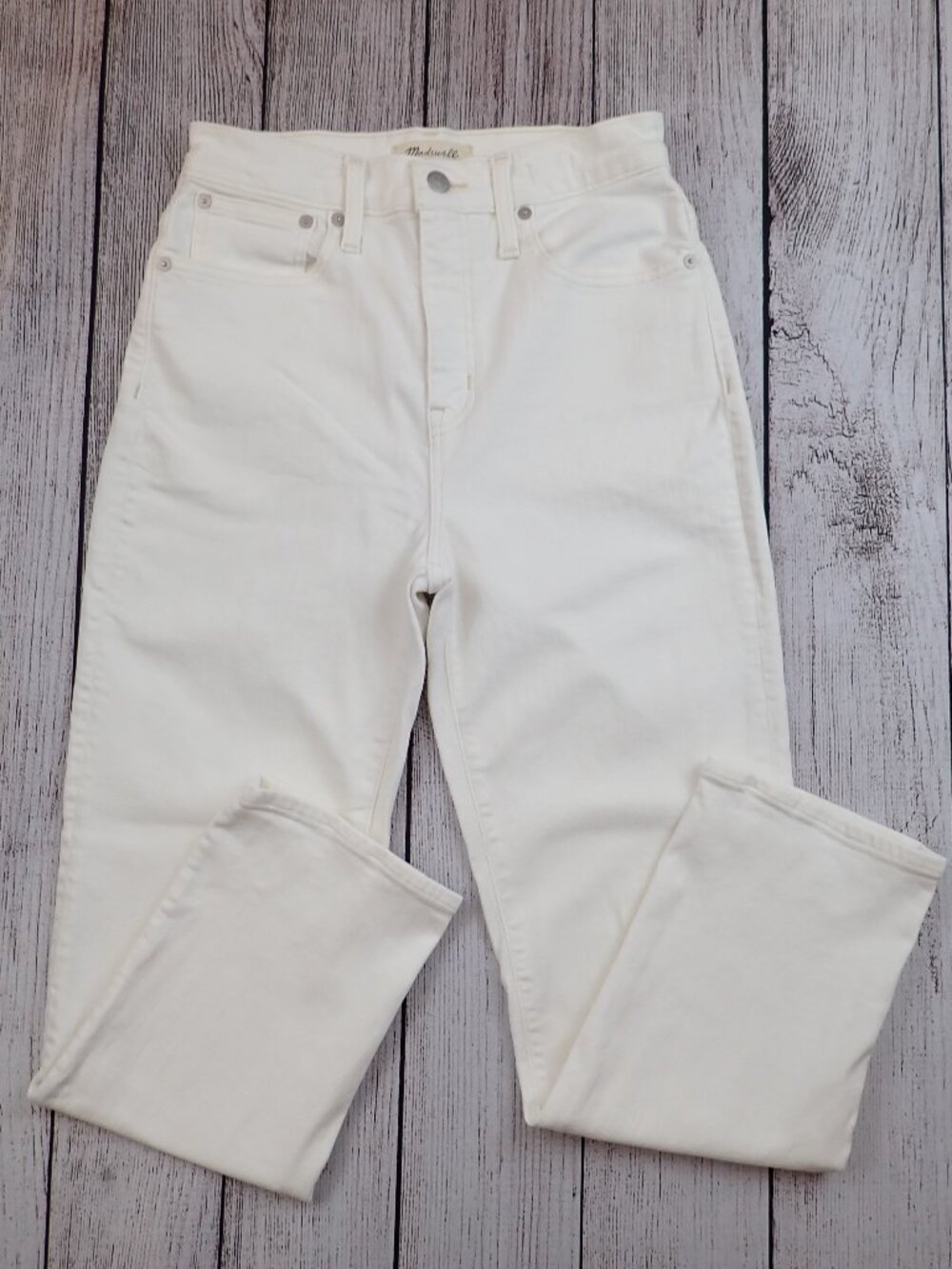 Madewell Classic Straight Jean Womens 26 White Denim Ankle fit